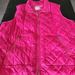 Old Navy Pink Quilted Vest with Gold Zipper